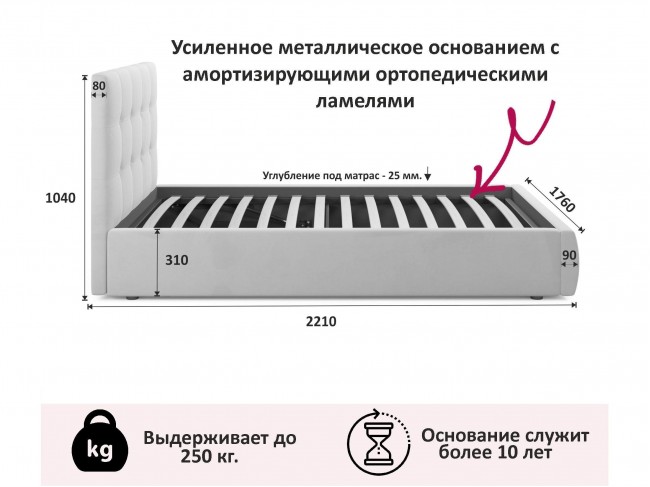 Мягкая кровать Selesta 1600 темная с ортопед.основанием фото
