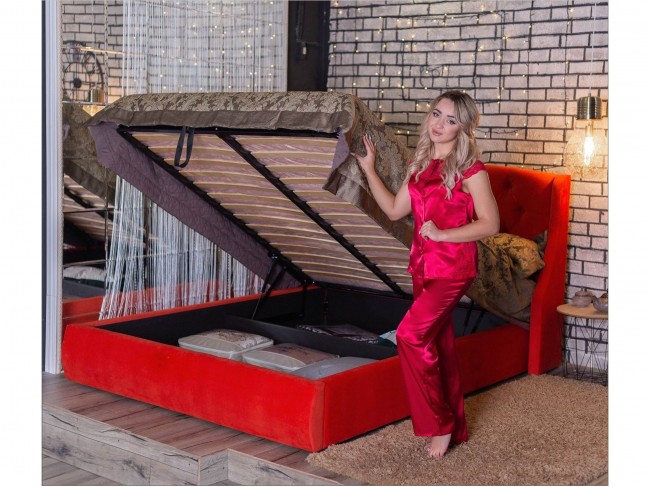 Мягкая кровать "Stefani" 1800 оранж с подъемным механи фото