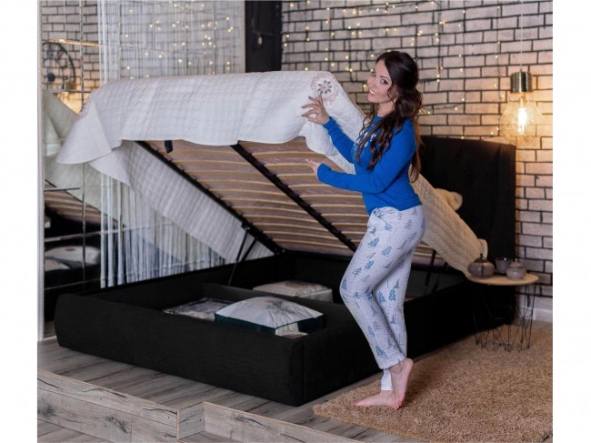Мягкая кровать "Stefani" 1800 темная с подъемным механ фото