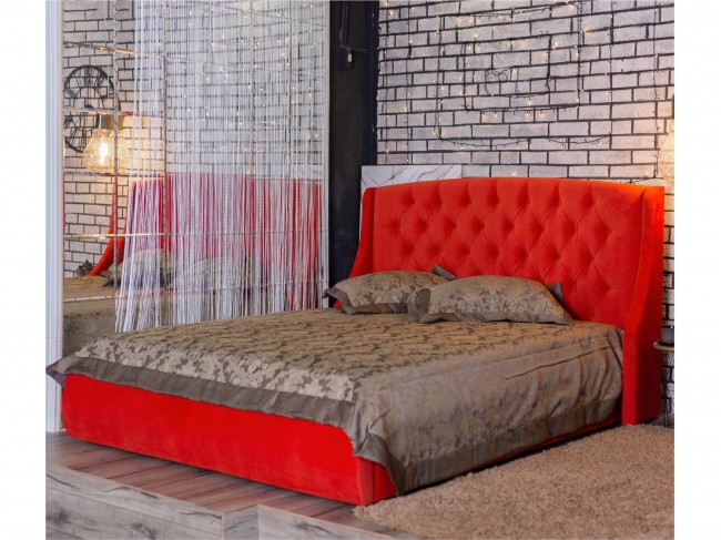 Мягкая кровать "Stefani" 1600 оранж с ортопед. основан фото