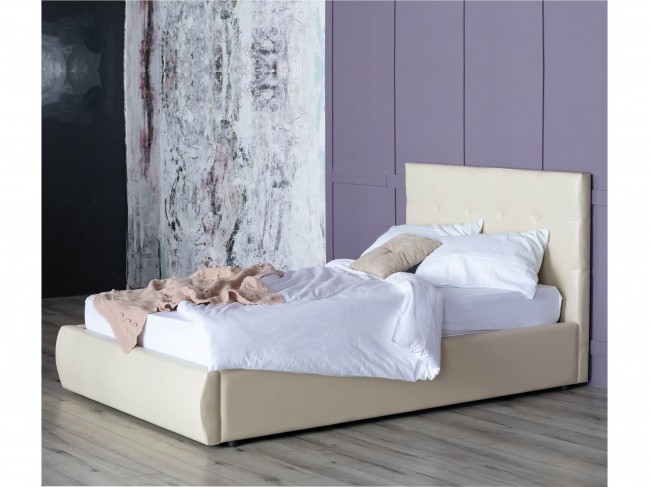 Мягкая кровать Селеста 1200 беж с подъемным механизмом с матрасо фото