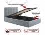 Мягкая кровать Selesta 1200 серая с подъем.механизмом с матрасом недорого