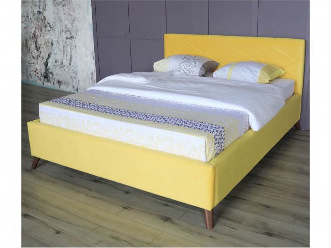 Мягкая кровать Monika 1600 желтая ортопед.основание с матрасом P фото