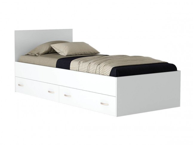 Односпальная белая кровать "Виктория" 800 с выдвижными фото