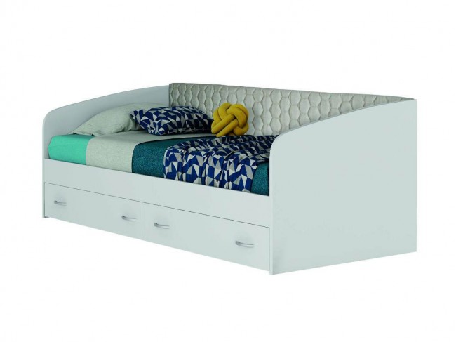 Односпальная белая молодежная кровать "Уника-П" 900 с фото