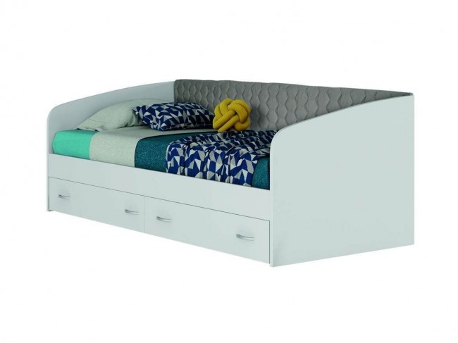 Односпальная белая молодежная кровать "Уника-П" 900 с фото