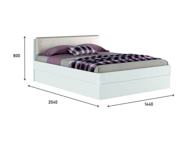 Белая Кровать "Николь ЭКО узор" 1400 с подъемным фото