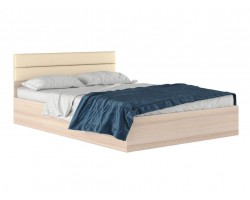 Кровать "Виктория МБ" 1400 дуб с мягким изголовьем и