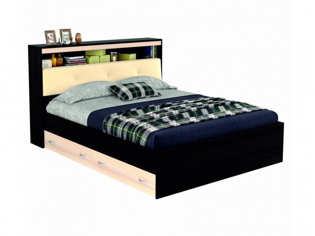 Кровать "Виктория ЭКО-П"1400 с мягким блоком, ящиками  фото