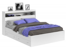 Угловой диван Кровать Виктория белая 140 с блоком и ящиками
