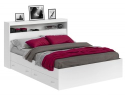 Угловой диван Кровать Виктория белая 180 с блоком и ящиками