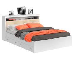 Кровать Виктория ЭКО-П белая 180 с блоком и ящиками с матрасом Г