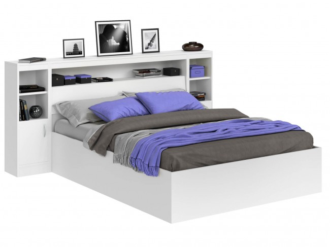 Кровать Виктория белая 140 с блоком, тумбами и матрасом ГОСТ фото