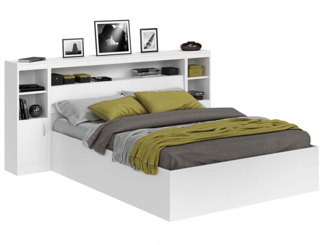Кровать Виктория белая 160 с блоком, тумбами и матрасом ГОСТ фото