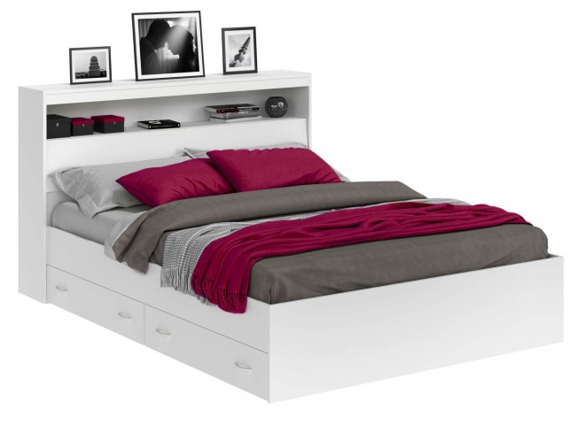 Кровать Виктория белая 180 с блоком, ящиками и матрасом ГОСТ фото