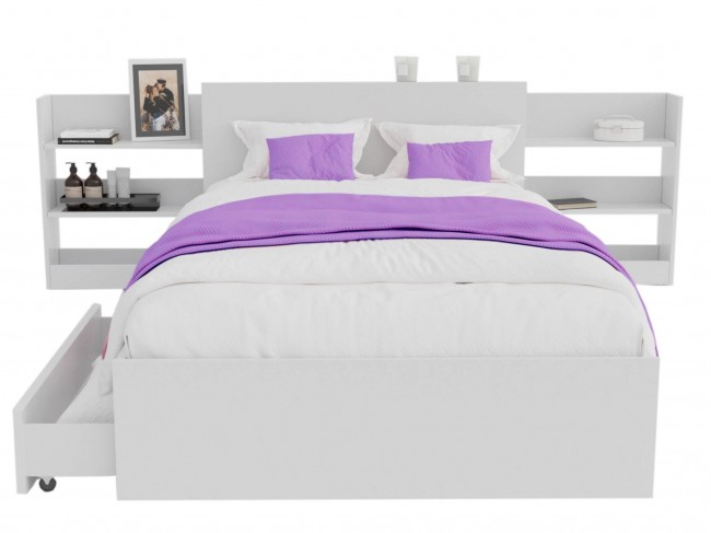 Кровать Доминика с блоком и ящиками 120 (Белый) с матрасом АСТРА фото
