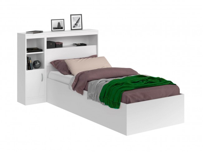 Кровать Виктория белая 90 с блоком, 1 тумбой и матрасом ГОСТ фото