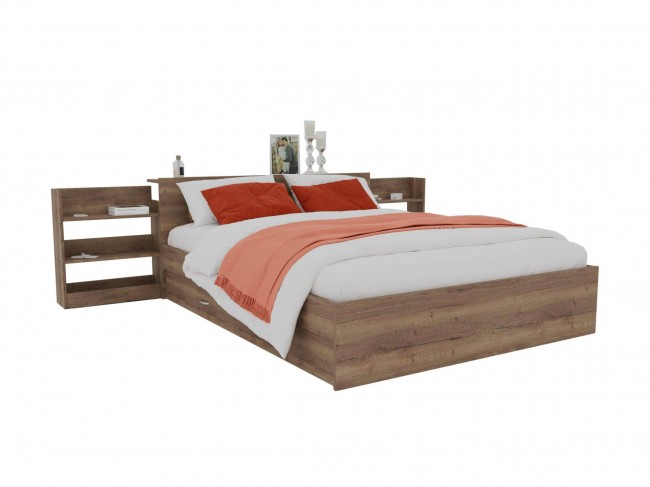 Кровать Доминика с блоком и ящиком 140 (Дуб Золотой) с матрасом  фото