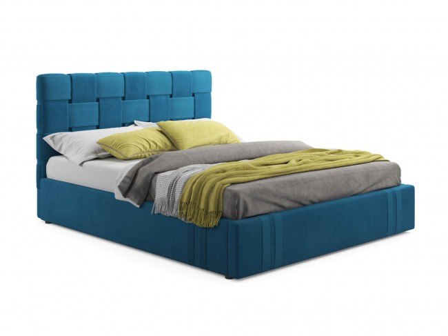 Мягкая кровать Tiffany 1600 синяя с подъемным механизмом фото