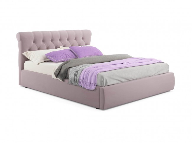 Мягкая кровать Ameli 1600 лиловая с подъемным механизмом фото