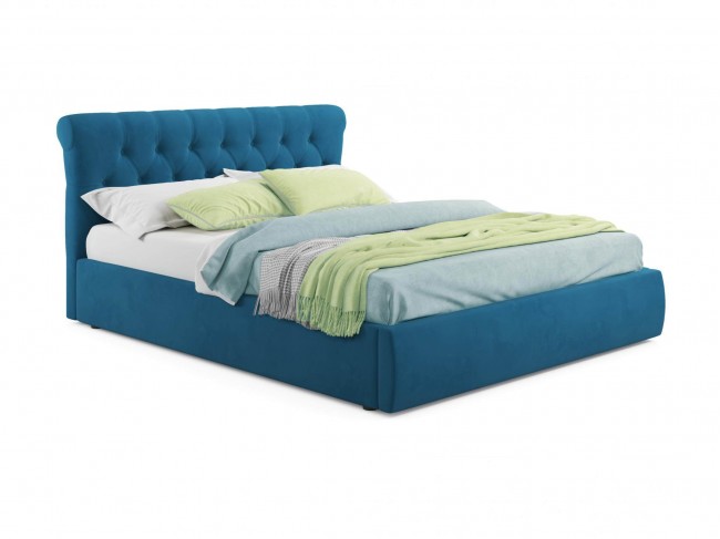 Мягкая кровать Ameli 1400 синяя с подъемным механизмом фото