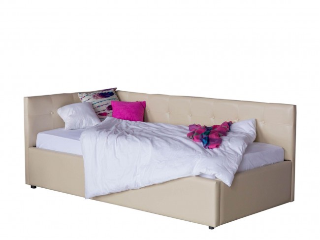 Односпальная кровать-тахта Colibri 800 беж кожа с подъемным меха фото