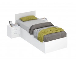 Кровать Виктория 80 белая с 2 прикроватными тумбами