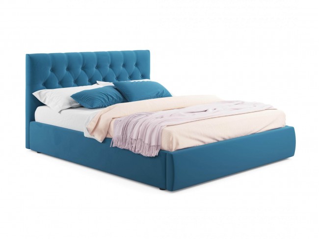 Мягкая кровать Verona 1400 синяя с подъемным механизмом фото