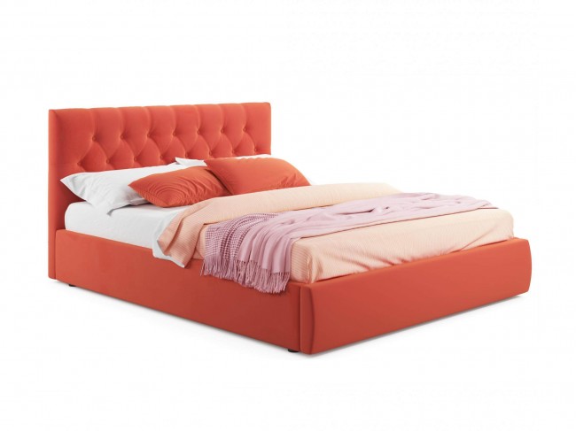 Мягкая кровать Verona 1400 оранж с подъемным механизмом фото