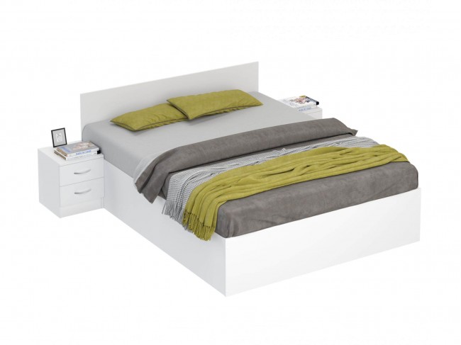 Кровать Виктория 180 белая с 2 прикроватными тумбами фото