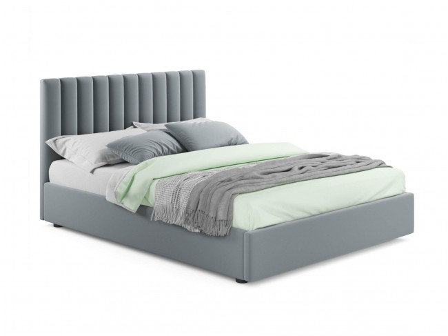 Мягкая кровать Olivia 1600 серая с ортопедическим основанием фото
