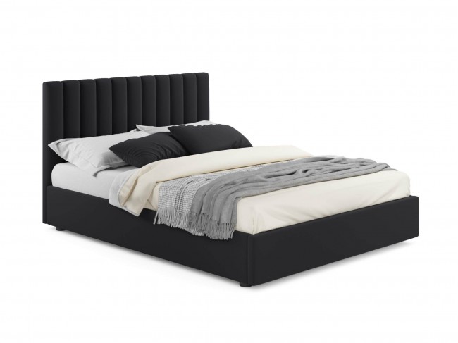 Мягкая кровать Olivia 1600 темная с подъемным механизмом фото