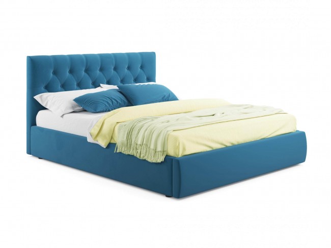 Мягкая кровать Verona 1400 синяя с ортопедическим основанием фото