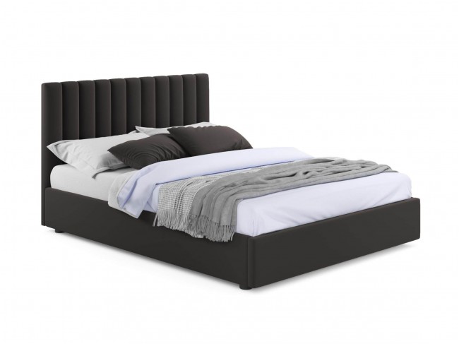 Мягкая кровать Olivia 1600 шоколад с ортопедическим основанием фото