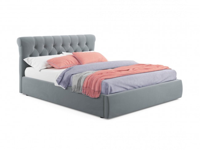 Мягкая кровать Ameli 1600 серая с подъемным механизмом с матрасо фото