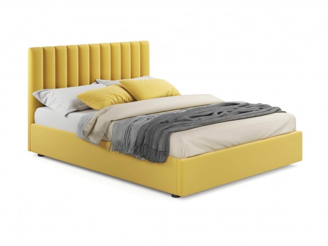 Мягкая кровать Olivia 1400 желтая с подъемным механизмом фото