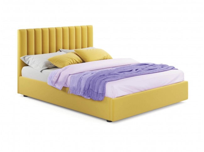 Мягкая кровать Olivia 1800 желтая с подъемным механизмом фото