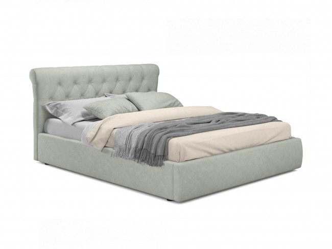 Мягкая кровать Ameli 1400 кожа серый с подъемным механизмом фото