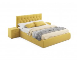 Кровать Мягкая с тумбами Verona 1600 желтая с подъемным механизм