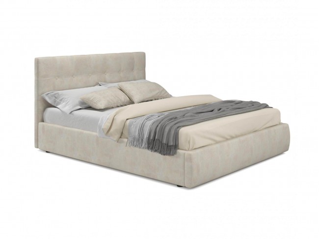 Мягкая кровать Selesta 1400 кожа кремовый с подъемным механизмом фото