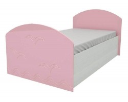 Кровать Юниор-2 Детская 80, металлик (Розовый металлик, Дуб белё