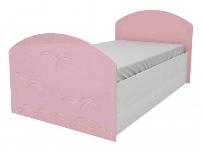 Юниор-2 Детская кровать 80, металлик (Розовый металлик, Дуб белё фото