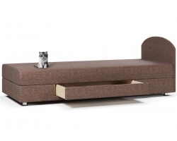 Кровать 2 с ящиком коричневая рогожка однотонная