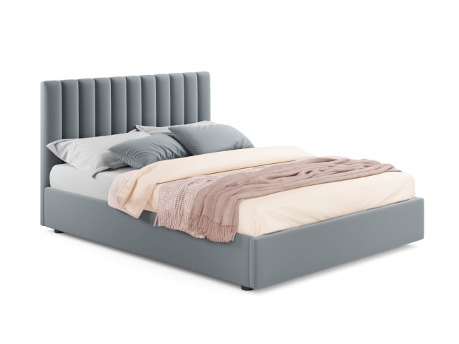 Мягкая кровать Olivia 1400 серая с ортопедическим основанием фото