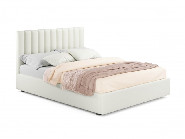 Мягкая кровать Olivia 1400 беж с ортопедическим основанием фото