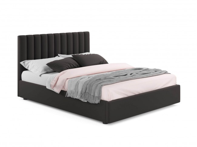 Мягкая кровать Olivia 1800 шоколад с ортопедическим основанием фото