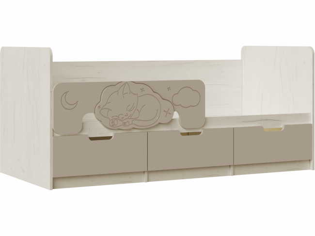 Юниор-4 Кровать 80х160 (Крафт белый, Шарли мокко) фото