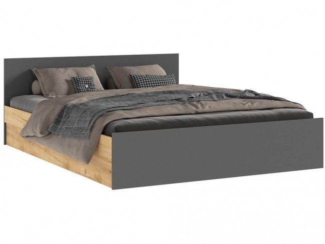 Басямиф Кровать 160 (Дуб крафт/ Графит) фото