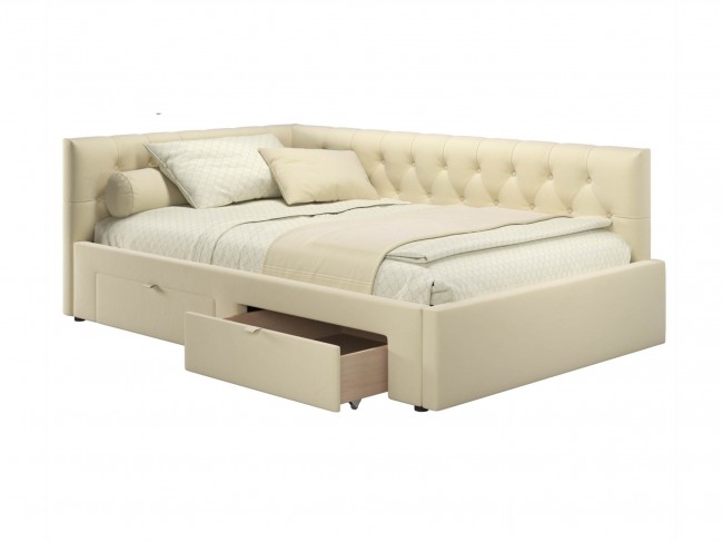 Мягкая кровать-тахта Afelia 1200 бежевая с ящиками фото