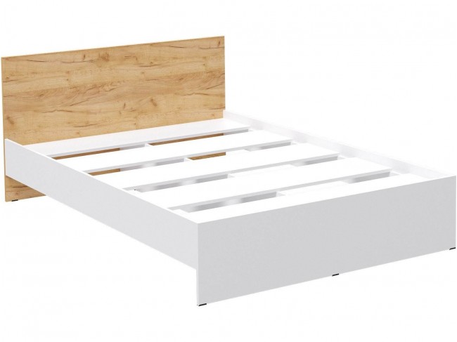 Кровать Ронда 140х200 с настилом ДСП 2С, Белый/Дуб крафт золотой фото
